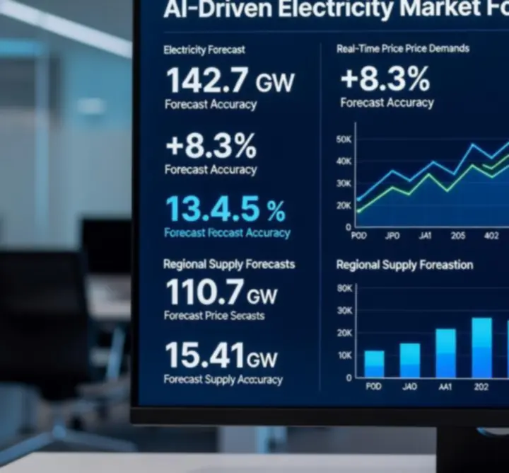 Data analytics dashboard visualising UK energy trading metrics