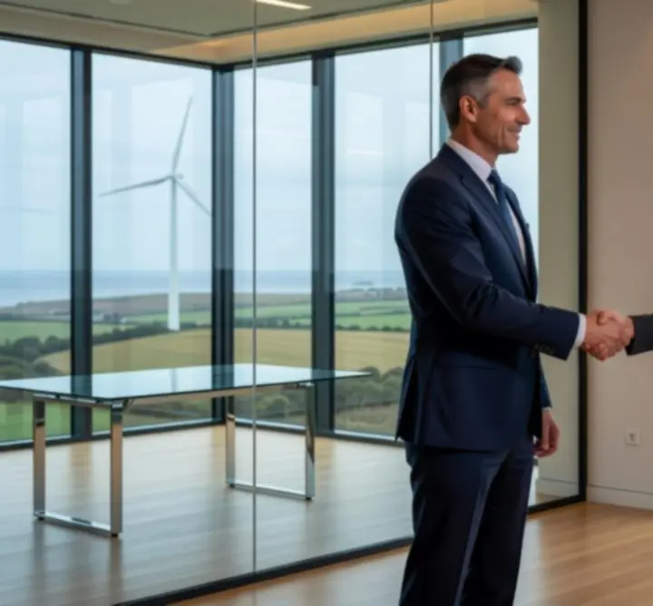 Strategic partnership handshake representing collaboration in UK energy markets