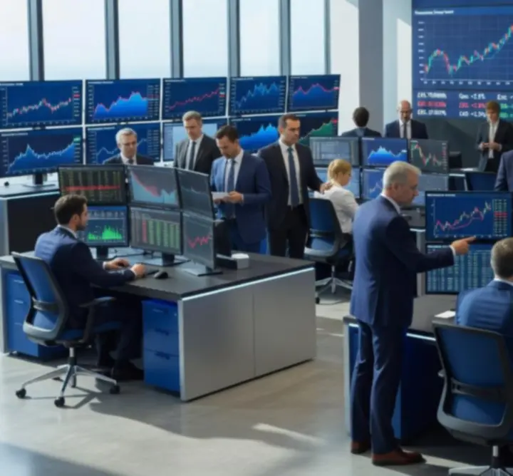 Specialists coordinating electricity trading on a UK-focused trading floor
